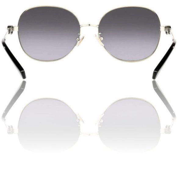 COACH Silver Round Grey Gradient Lens Sunglasses Hard Case Micro Cleaning Cloth - Picture 7 of 9